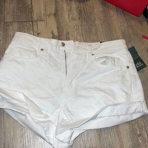 Highest Rise White Mom Shorts